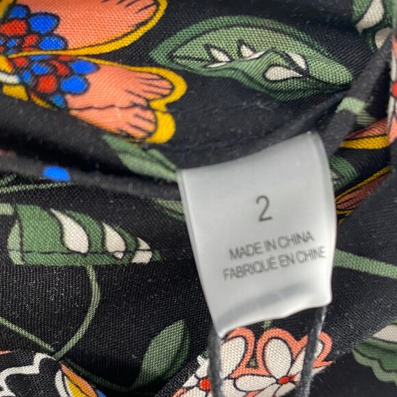 NEW T Tahari A-Line Skirt Black/Rust Floral Print Side Split Size 2 Modest Fairy - Picture 5 of 15